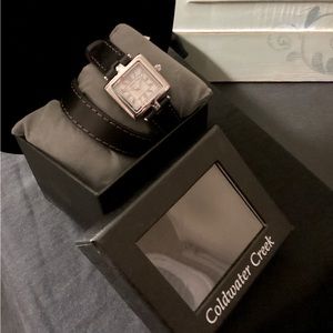 Cold water Creek steel silver tone double wrapped ladies watch New in Box
